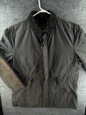 Barbour Harbour Waxed Jacket Men Full Zip Classic Tartan Lined Blue 2XL Winter
